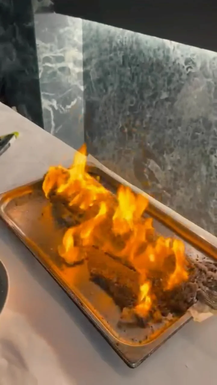 Flambéing in the kitchen
