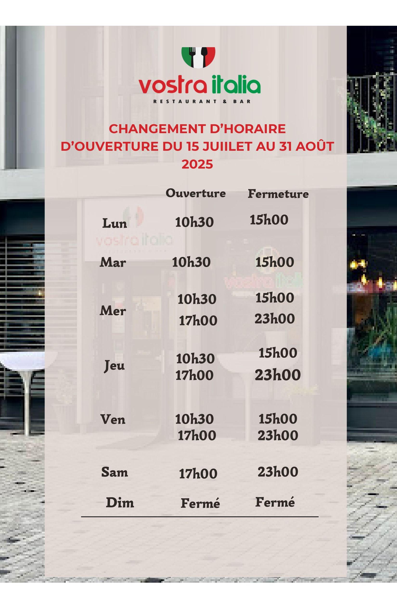 Changement d’horaires – été 2025
